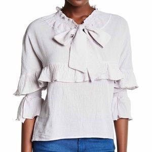 Haute Rogue Ruffle Tie Neck Blouse